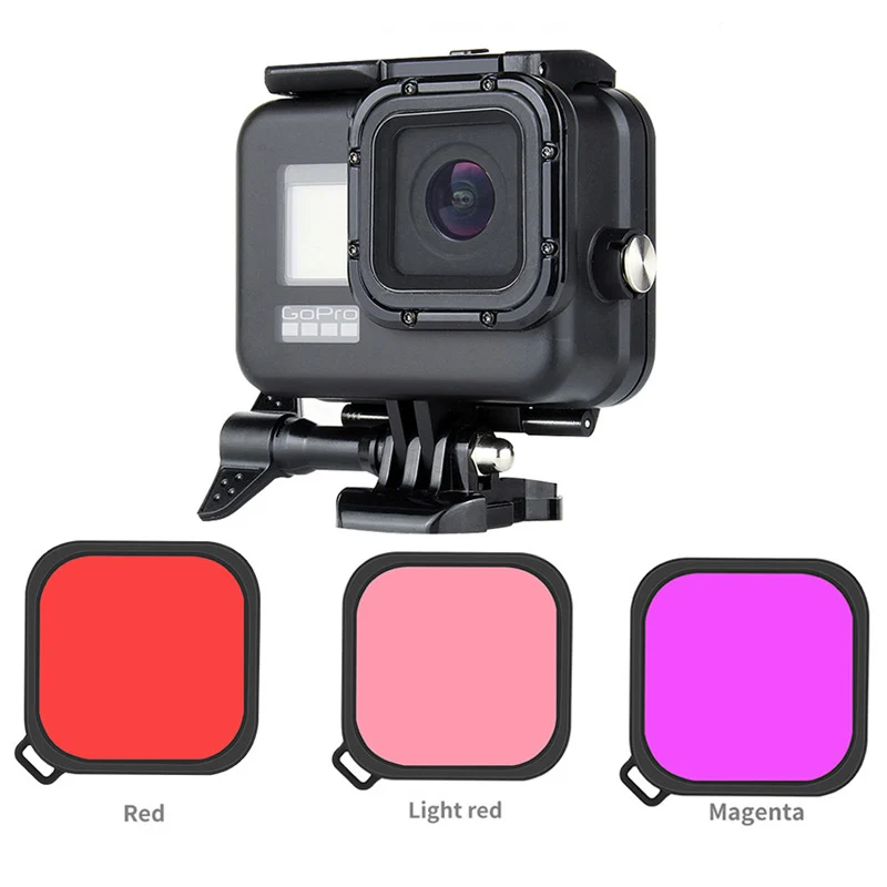 60M Waterproof Case Underwater Protective Shell Diving Filter Red Pink Purple For GoPro Hero 8 Black Action Camera Accessories