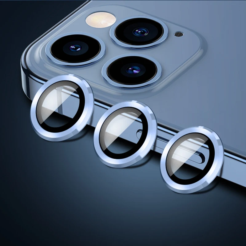 Protector de anillo de Metal para lente de cámara, película de vidrio para iPhone 11, 12, 13 Pro Max, 12Pro, 13Pro, 14 Pro Max