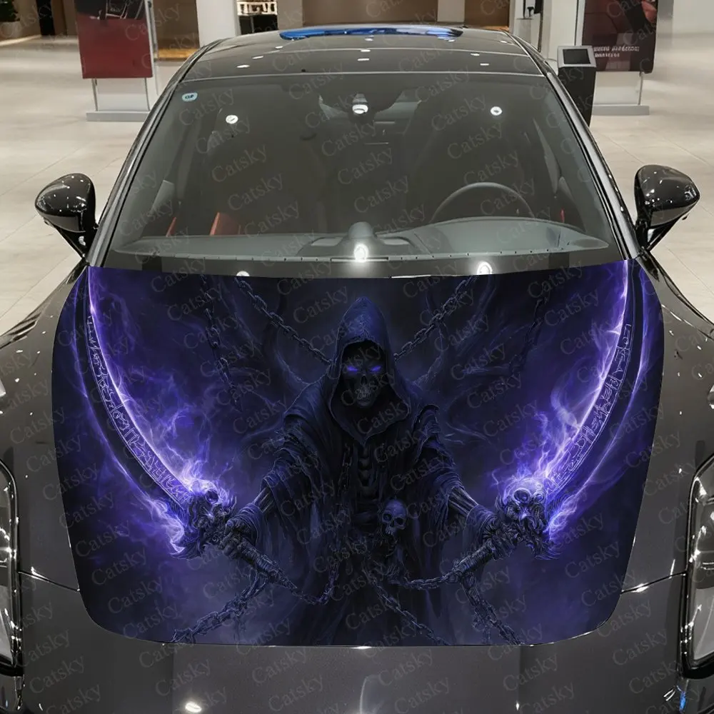 

Violet Lightning Nether God Car Vinyl Wrap, PVC Waterproof Car Hood Sticker, Self-Adhesive Scratch-Resistant Engine Cover Sticke