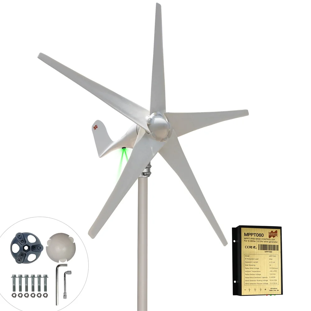 400W Wind Turbine Generator AC 12V 24V Small Mini Household Wind Generator With Wind MPPT Controller Free Energy Windmill