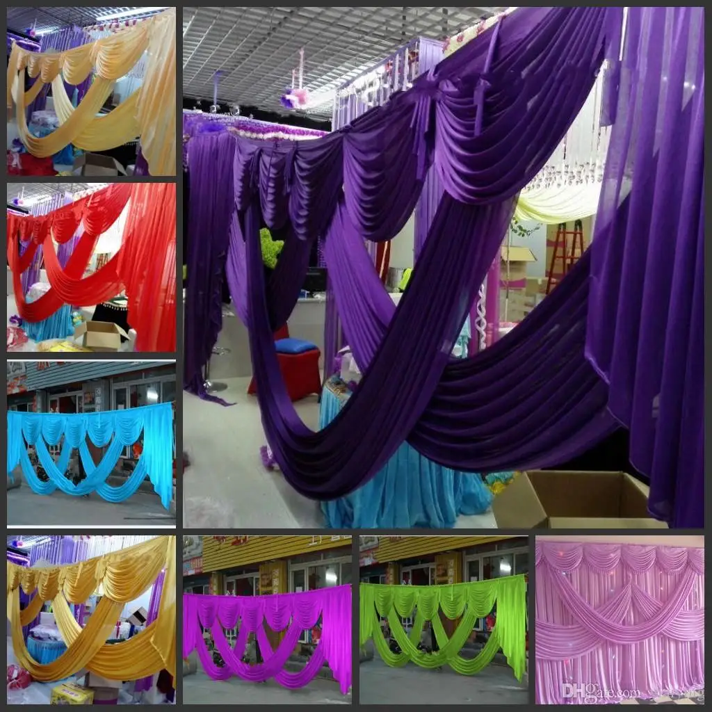 

10ftx20ft Ice Silk Wedding Decoration Backdrop With Swags Wedding Banquet Background Curtain Backdrop Baby Shower Party Decor