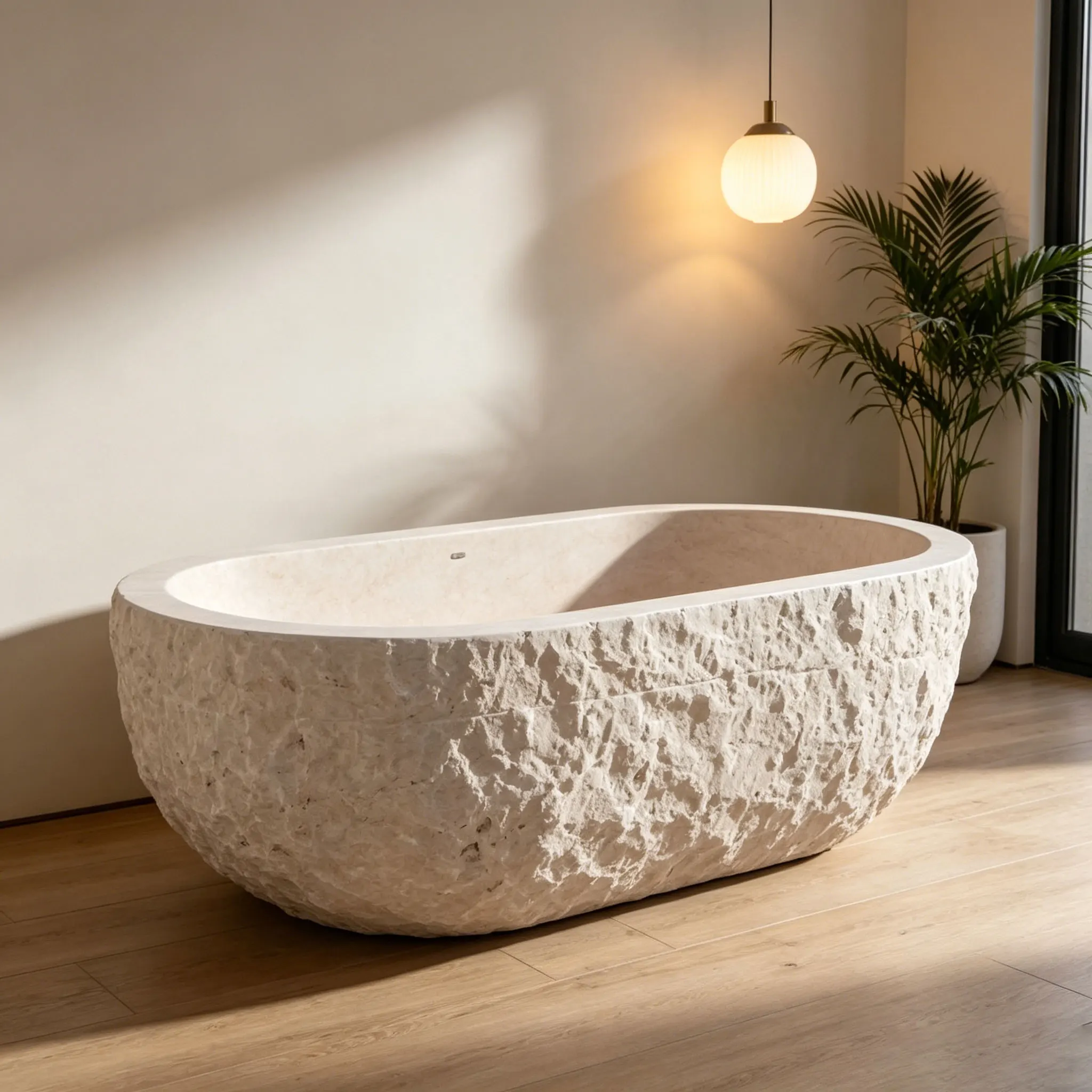 Luxury Stone Baths,Luxury Rough Travertine  standing Bathtub, Natural Solid Stone Tub With Raw Finish For Bathroom Renovation