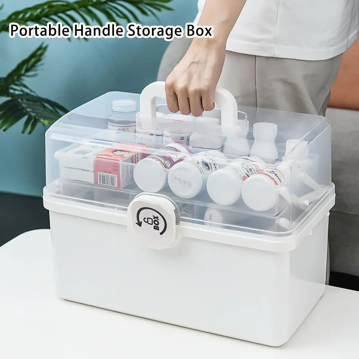 irst Aid Box, 3-Tier First Aid Box Empty,  Accessory Storage Box with Handle, Craft Box for Storing Accessory First Aid