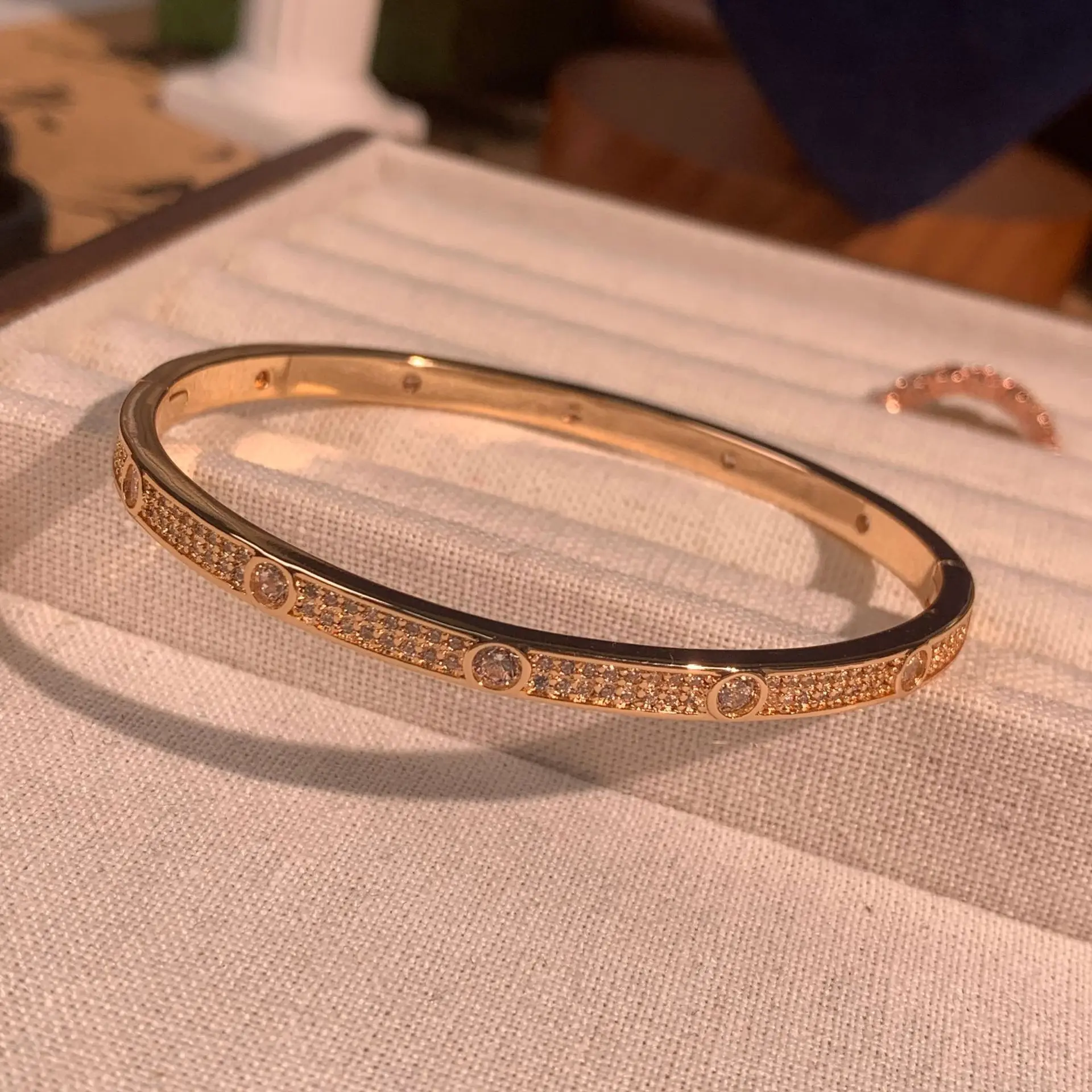 

Double Row CZ Bracelet,Alloy Bangle with White Gold/Champagne Clasp, Hypoallergenic Anti Static Adjustable Jewelry