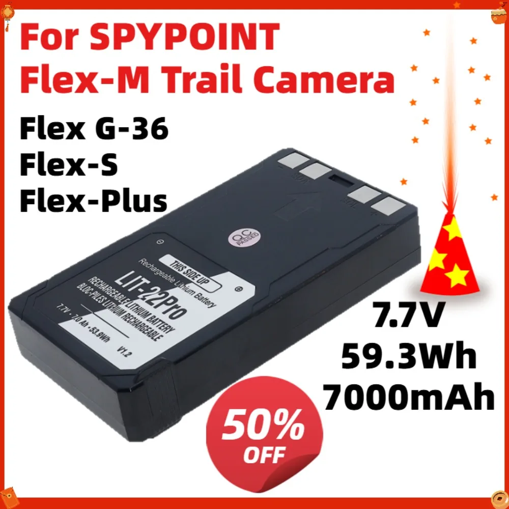 

7000mAh LIT-22 Battery for SPYPOINT Flex-M Trail Camera Rechargeable Lithium Battery Pack for Flex G-36 Flex-S Flex-Plus
