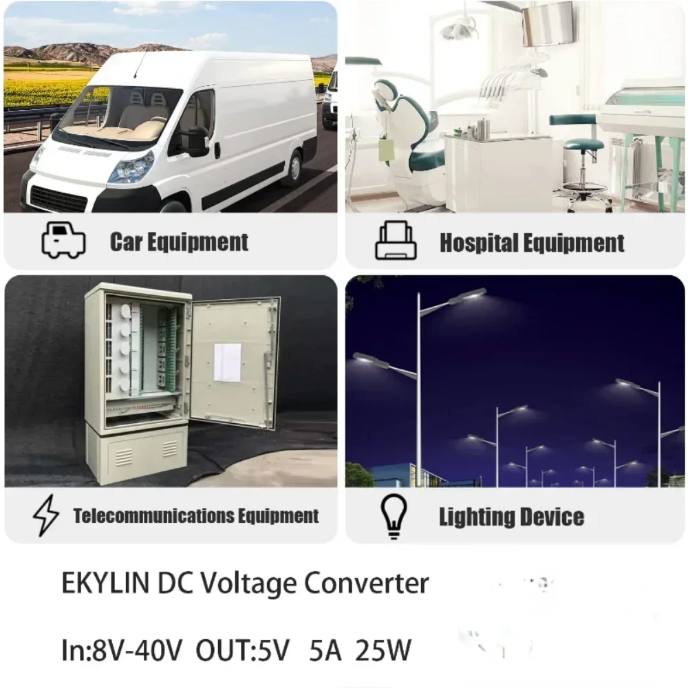 DC 12v 24v to 5v 5A 10A Step Down Converter Regulator Power Adapter Reducer for Car Electronics Truck Vehicle Boat Solar System