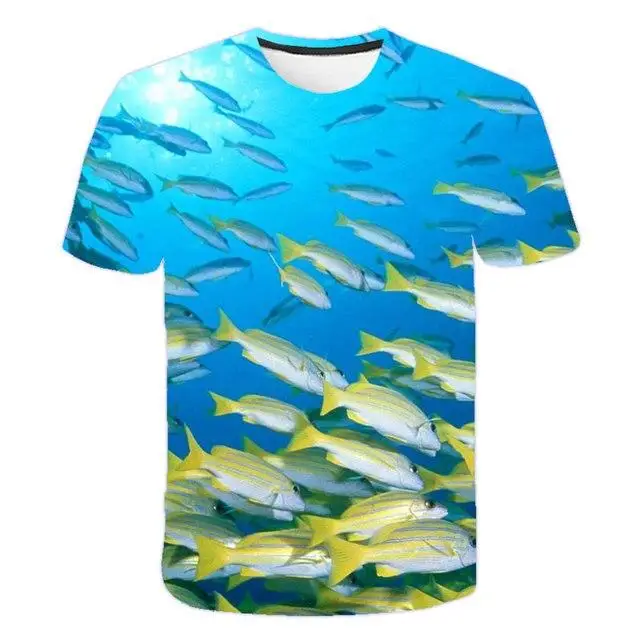 Herren 3D Big Bass Fish Fishing Print T-Shirt Outdoor Angeln Sport O-Ausschnitt Kurzarm Casual Sommer Streetwear T-Shirt – Detail 5