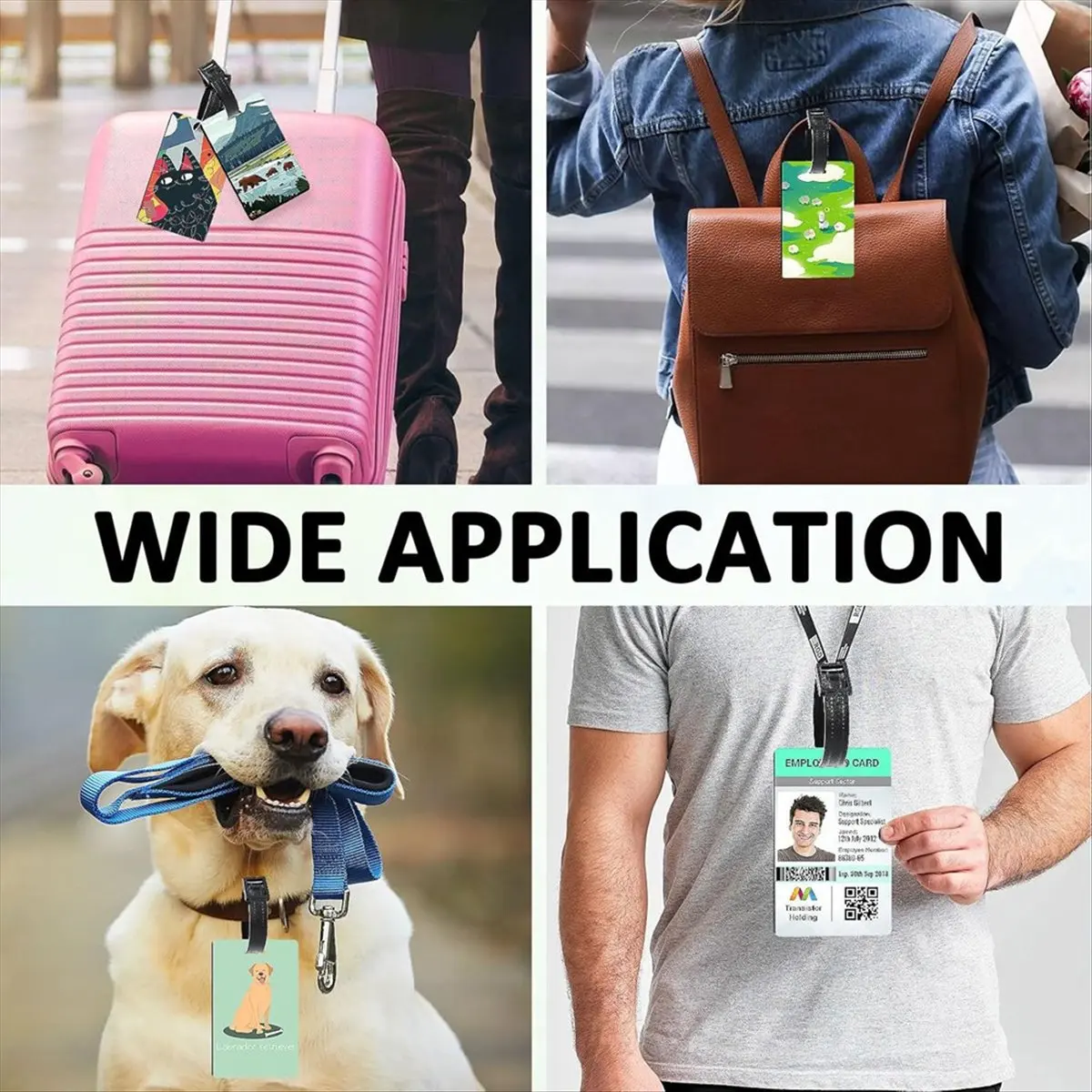 STOCK-Sublimation Luggage Tag Blanks, Double Sided MDF Suitcase Label Tag Blank Travel Bag Tags with Strap for DIY Design Work