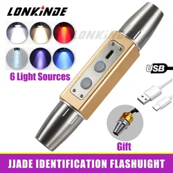 Upgrade 6 Sources Ultra Violet Led Flashlight Blacklight Light 395/365NM Identificatio Inspection Light Uv Lamp Jade Torch