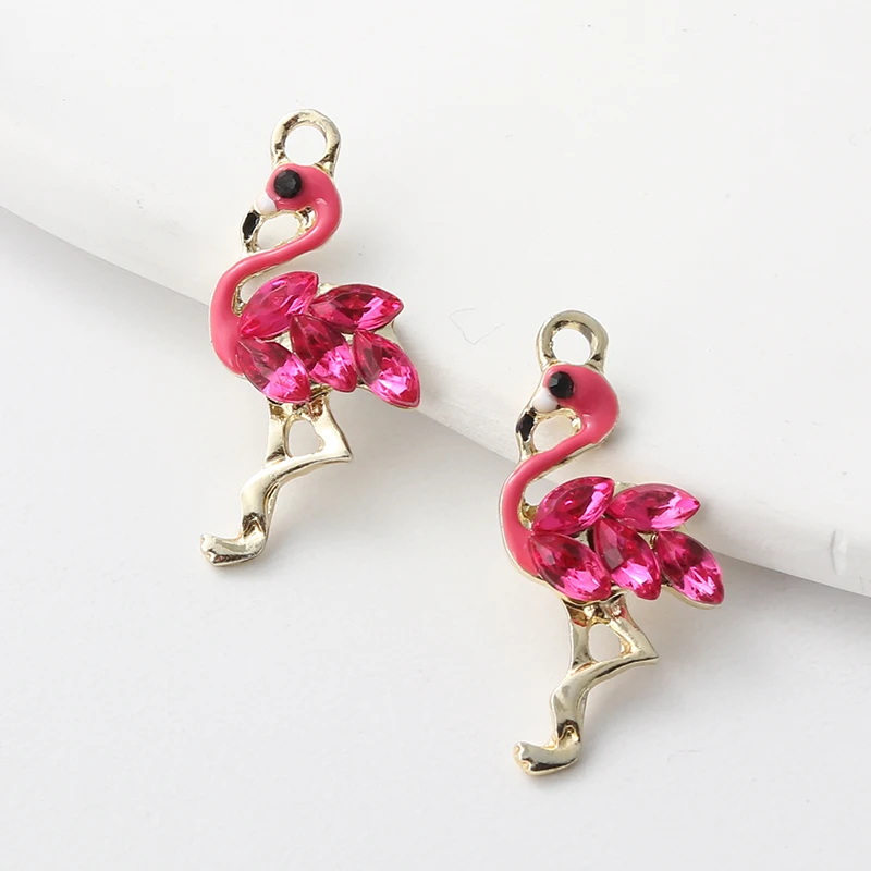 5pcs Lovely Flamingo Charms Cute Bird Animals Pendants For Making Necklace Key Chains Handmade DIY Jewelry Findings