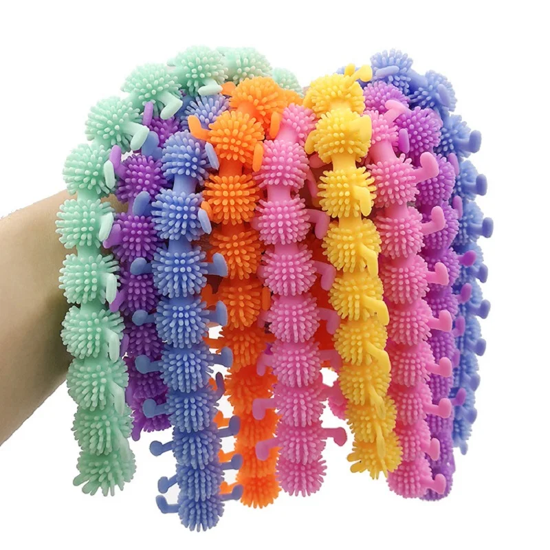 

5Pcs/lot Unicorn Caterpillar Stretch String TPR Soft Rubber Bracelet Anti-Stress Hand Fidget Toy for Stress Relief