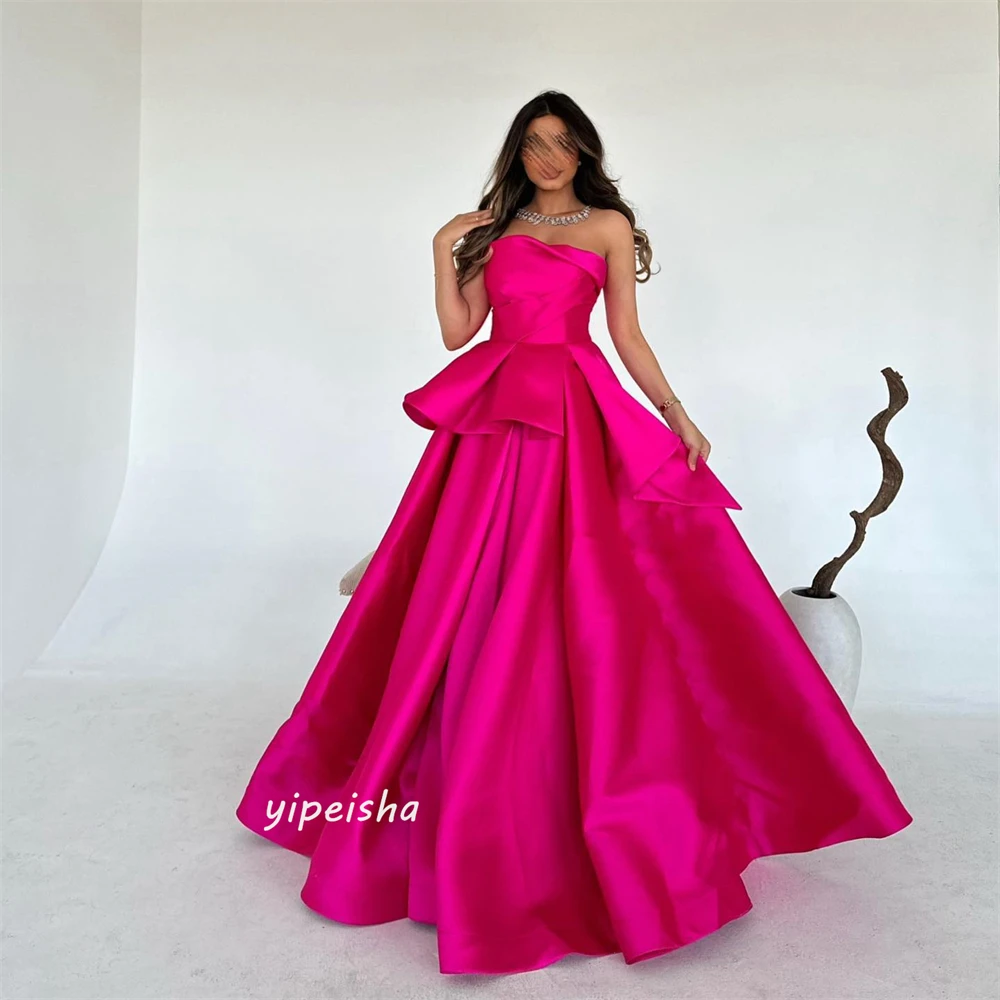 Customizeds Draped Cocktail Party A-line Strapless Bespoke Occasion Dress Floor-Length