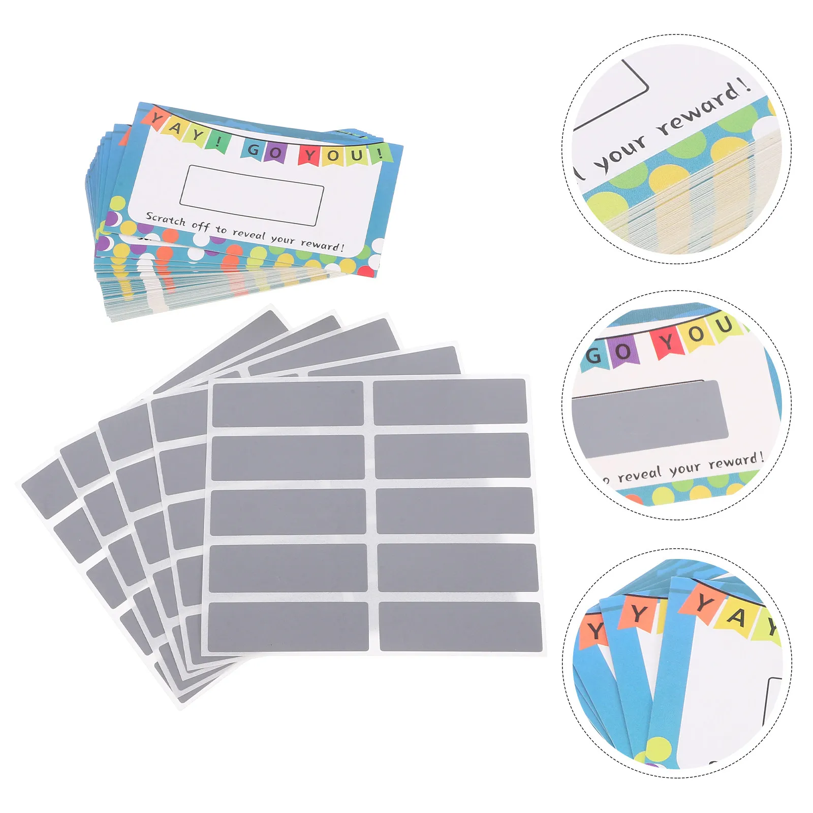 100Pcs Make Your Own Scratch Card Stickers Blank Scratch Off Tickets for Classroom Motivation Student Rewards Teacher