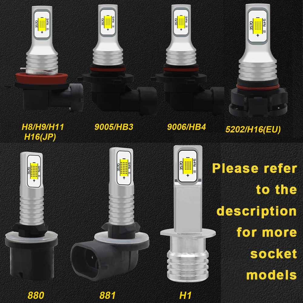 BMTxms-bombilla LED antiniebla para coche, lámpara para Subaru, Jeep, Toyota, 2 piezas, PSX26W, 5202, PSX24W, H8, H11, H16, 9005, HB3, 9006, HB4,