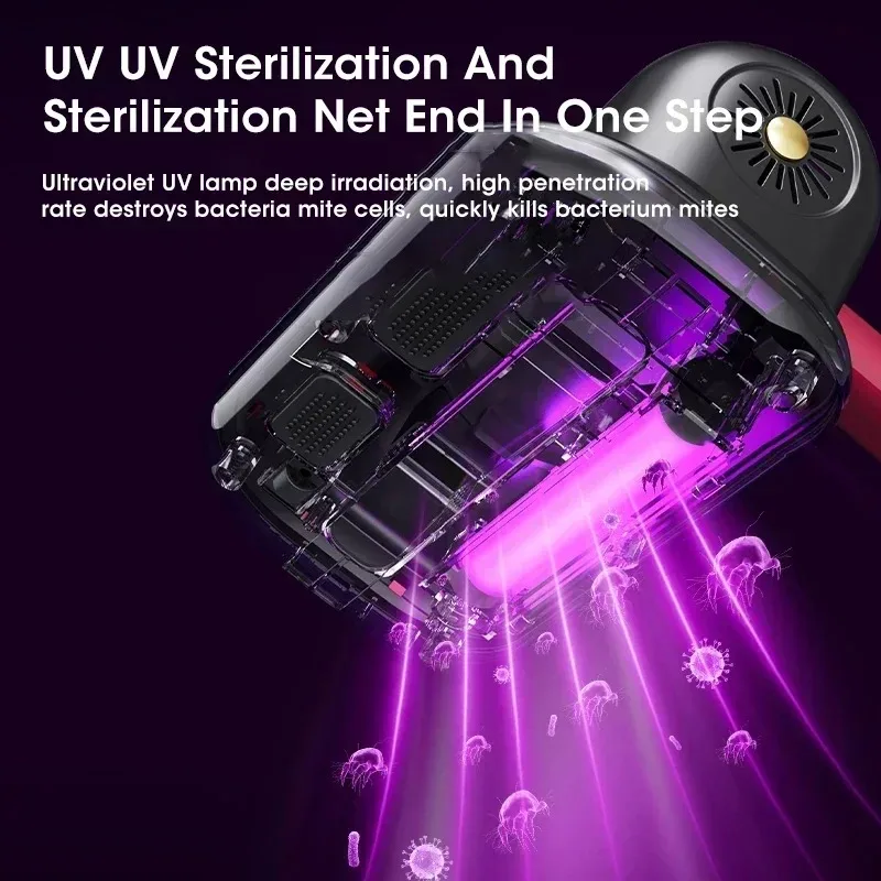Dispositivo de eliminación de ácaros, esterilización UV portátil, limpieza potente para colchones y sofás, aspiradora recargable para el hogar