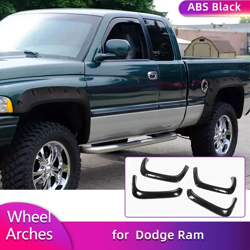 

ABS Black Car Wheel Arches Side Fender Flares Trims for Dodge Ram 1994-2002 1500 2500 3500 Wheel Arches Fender Flares Mudguards