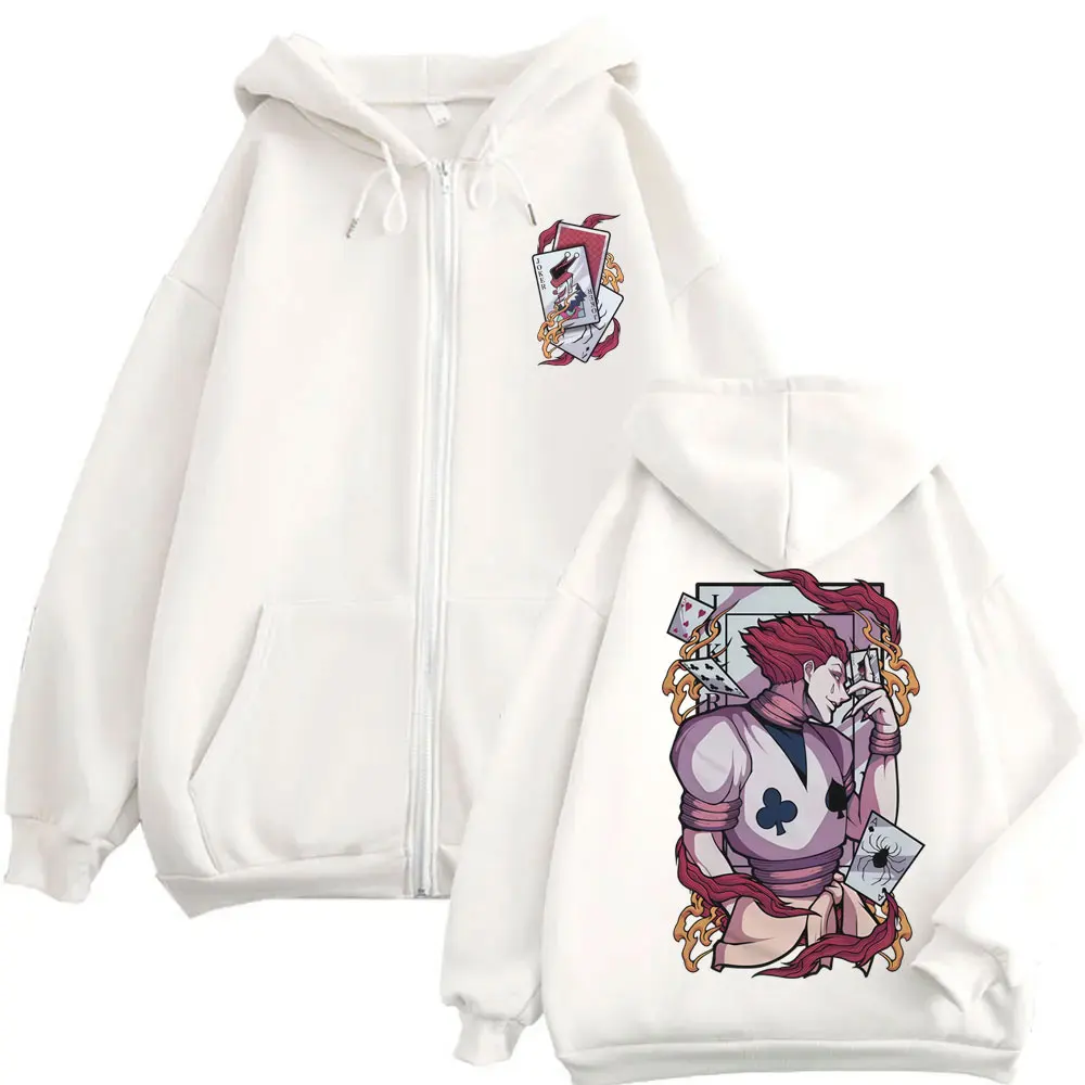 أنيمي هنتر X هنتر قلنسوة بسحاب فانتوم فرقة هيسوكا الجرافيك سترة معطف الرجال النساء عادية خمر المتضخم زمم هوديس