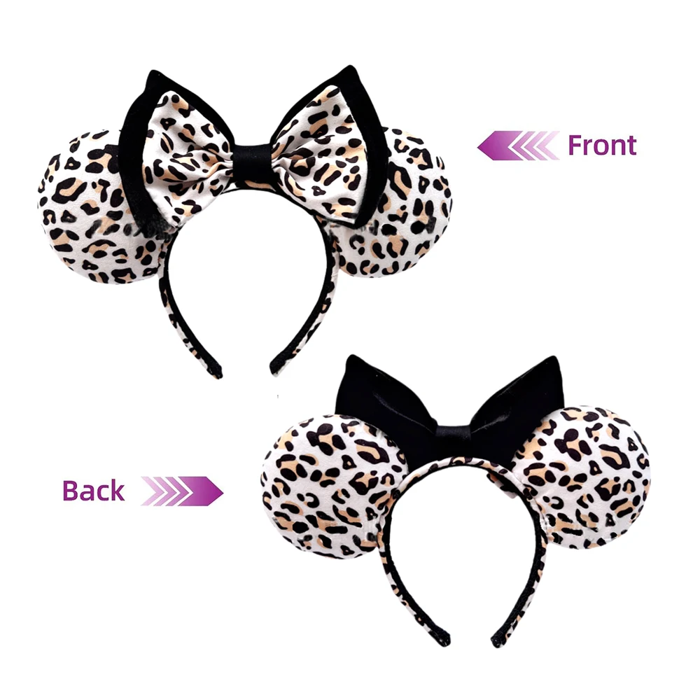 Mickey Mouse Headband Leopard velvet Ear Christmas Halloween Party Hairwear Cosplay Adult/Child Hairs Accessories For Women view 3