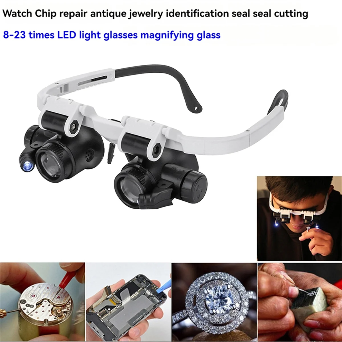 ใหม่แว่นขยาย 2Led Light 8X/15X/23X Telescopic แว่นขยาย Loupes แว่นตาสําหรับอิเล็กทรอนิกส์เชื่อมนาฬิกาซ่อมเครื่องมือ