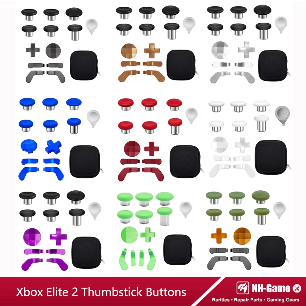 

Для контроллера Xbox Elite Series 2, ручки для большого пальца, аналоговые металлические лопасти, набор кнопок для большого пальца с сумкой для переноски