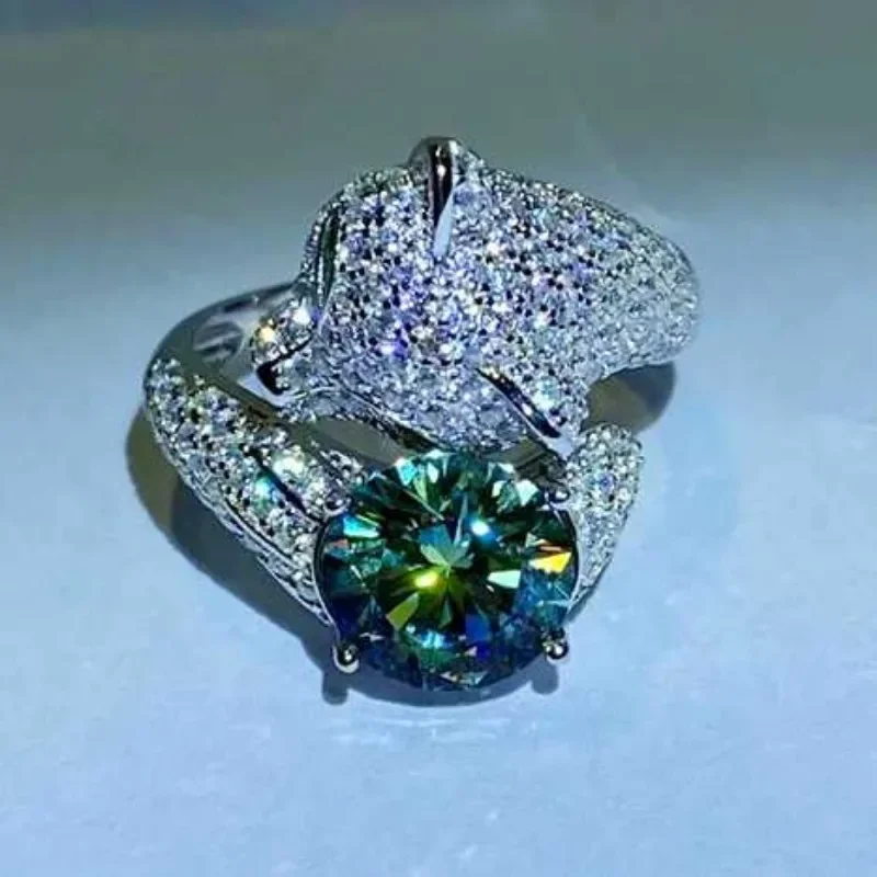 SACE GEMS-Anel Moissanite para Mulheres, S925 Sterling Sliver Plated, Ouro Branco 18k, Noivado de Casamento, Anéis de Joias Finas, 2ct