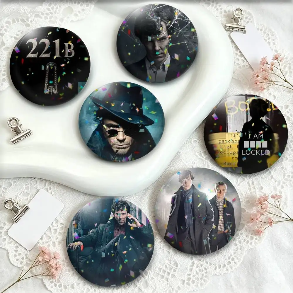 S-Sherlock H-Holmes  25mm 32mm 44mm 58mm 75mm Brooches Badges Pins for Accessories Gift