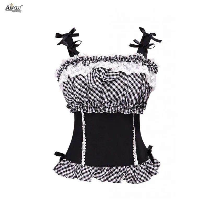 

Ainclu, высокое качество, бесплатная доставка, женская черно-белая хлопковая блузка Cemavin с кружевной сеткой и без рукавов в стиле Лолиты