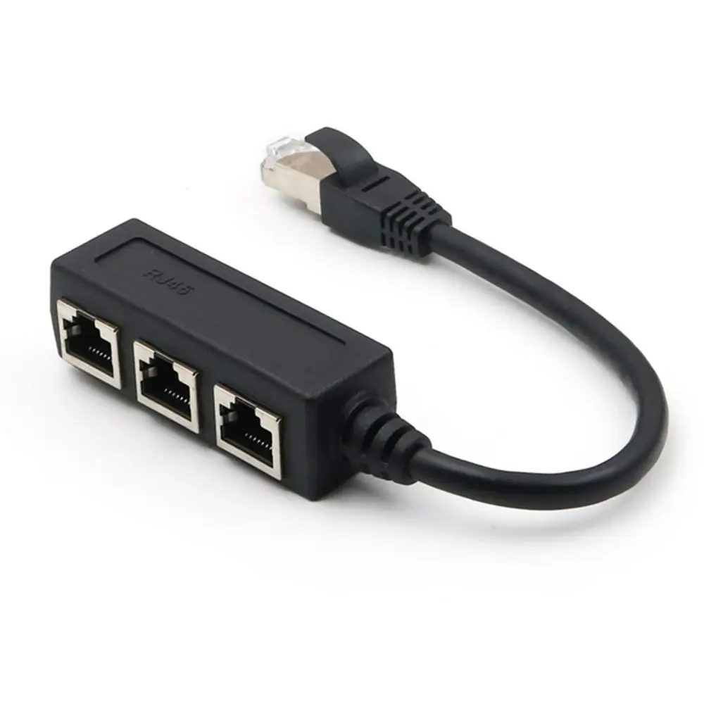 مقسم شبكة إيثرنت لان ، موصل RJ45 ، كابل محول موسع للشبكات ، 1 ذكر إلى 2 أنثى ، 3 في 1