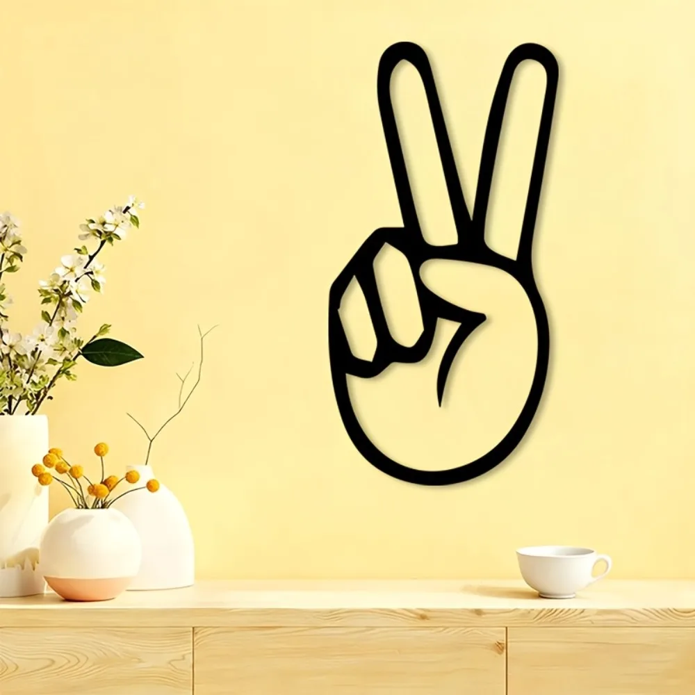 Peace Sign Hand Iron Wall Art Youth Culture Metal Decor Bedroom Studio Rustproof Gift Ornament