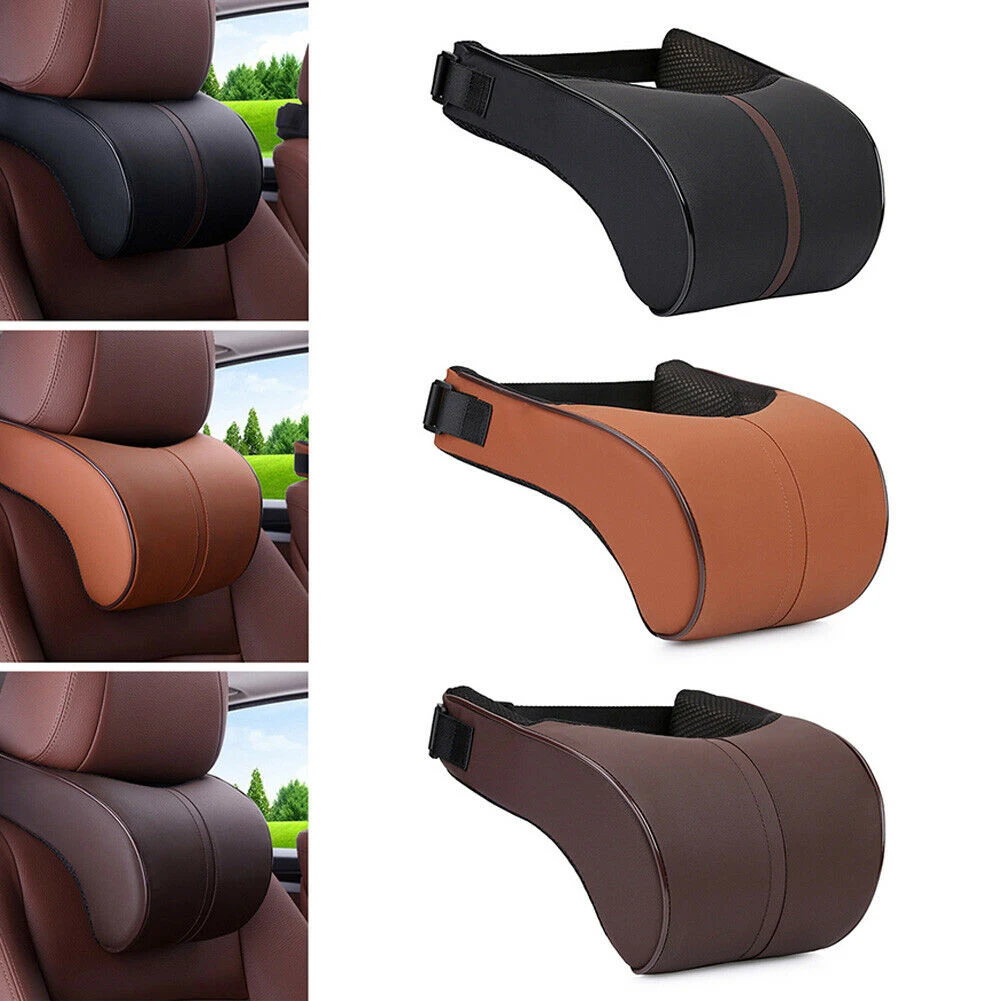 Soporte para el cuello Asiento de coche Almohada para reposacabezas Almohadilla de espuma viscoelástica suave para hueso Cojín viscoelástico Marrón