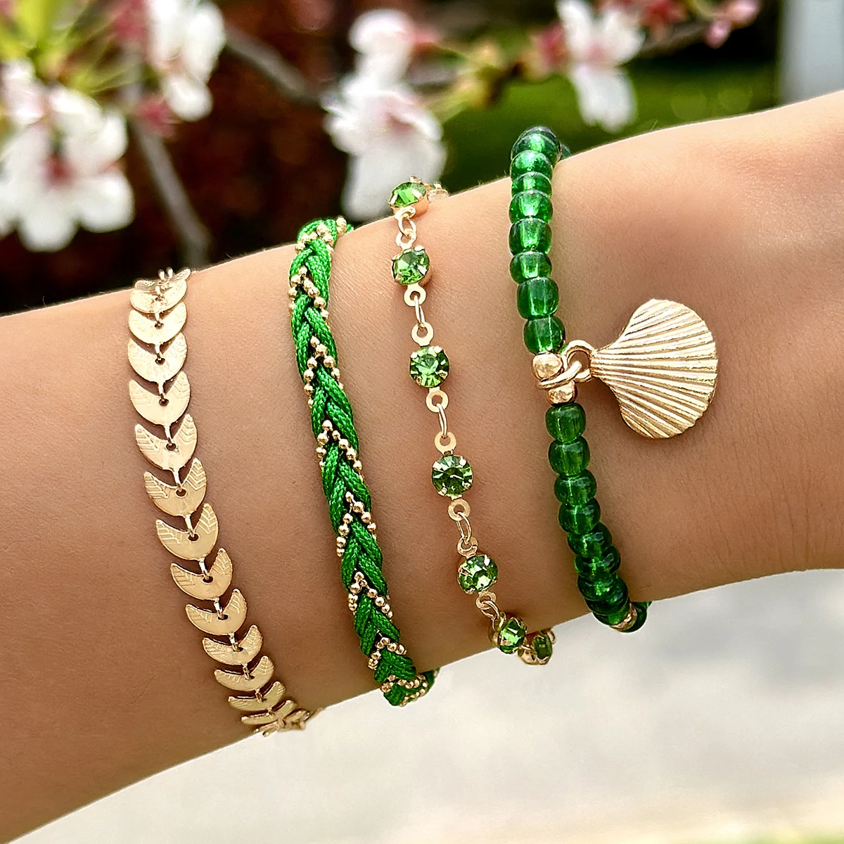 Tocona Bohemian Rope Shell Bracelets for Women Summer Bead Scallop Adjustable Chain Beach Jewelry Wholesale Accessories