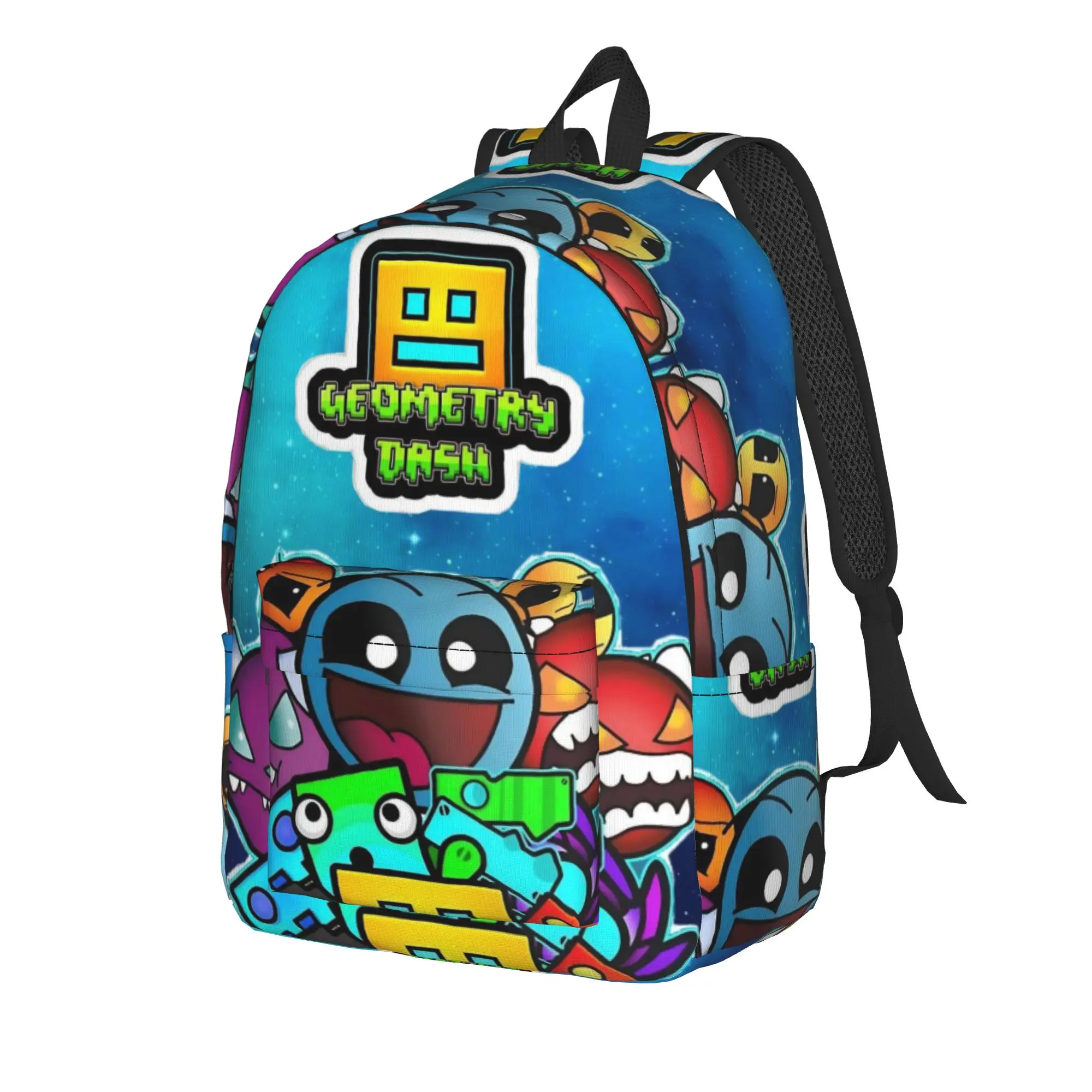 Geometry Dash Games Backpack for Men Women Casual High School Hiking Travel Daypack  Laptop Canvas Bags with Pocket