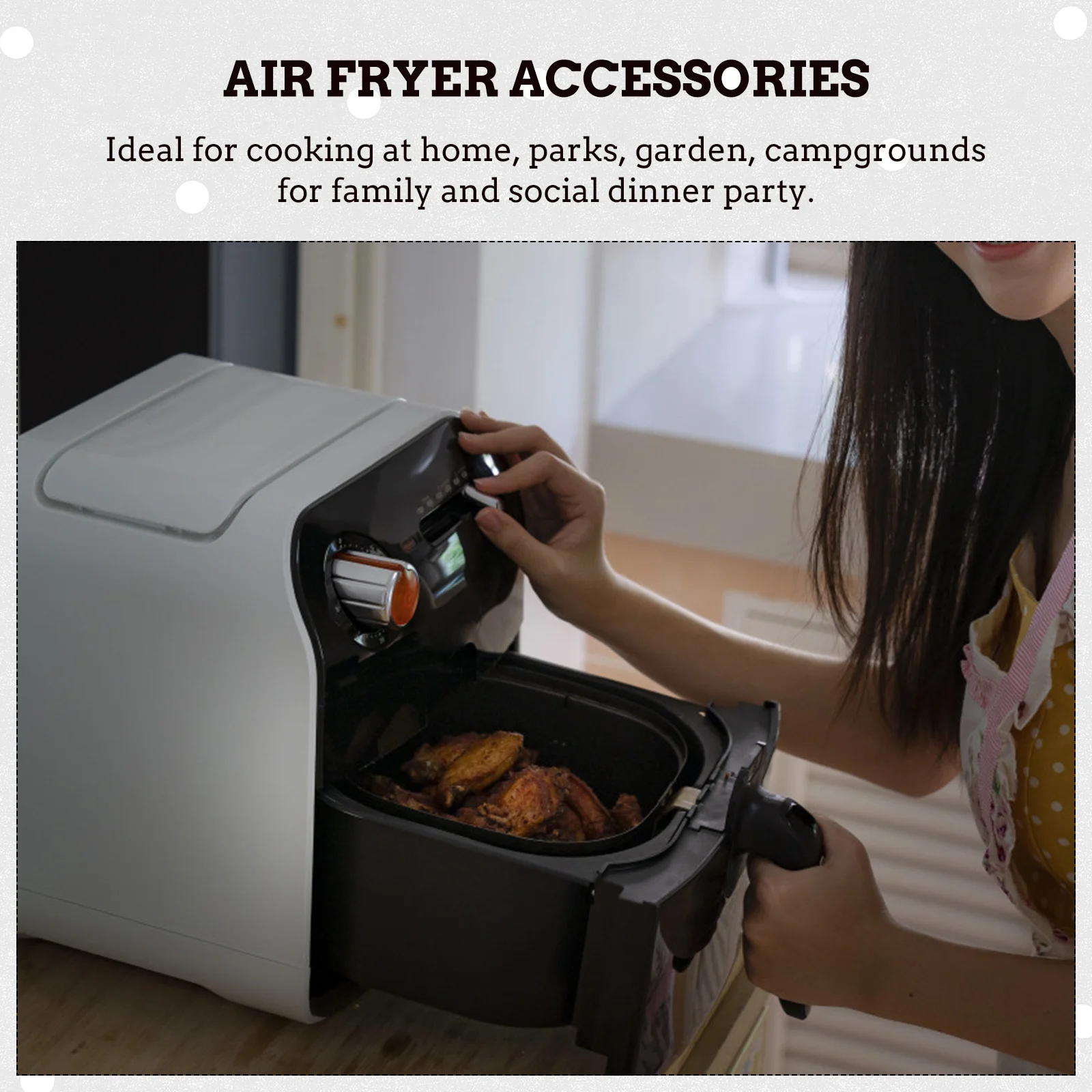 

100Pcs Air Fryer Oil Paper Steaming Basket Mat Wood Pulp Non Stick Perforated Liners Baking Accessories for Chicken Wings