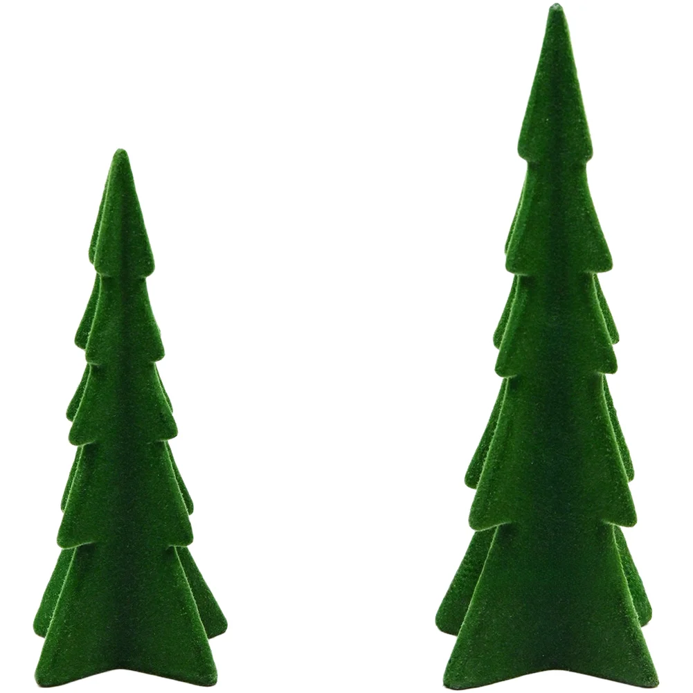 Tabletop Flocked Resin Christmas Tree Ornament for Home Office Desk Patio Holiday Seasonal Decor 7.5x8x20.5cm 9x9x26.5cm