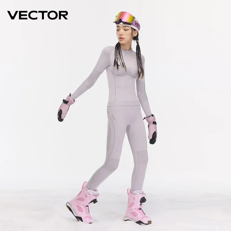 VECTOR Men Women Ski Thermal Underwear Sets Quick Dry Functional Compression Tracksuit Tight Snowboarding Tops and Pants Adult