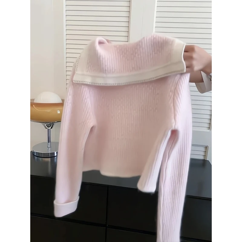 Sweet Sle Weicher, hautfreundlicher hellrosa Strickpullover ort Cardigan Faionable Damen Herbst Neuankömmling Pendler Sle...
