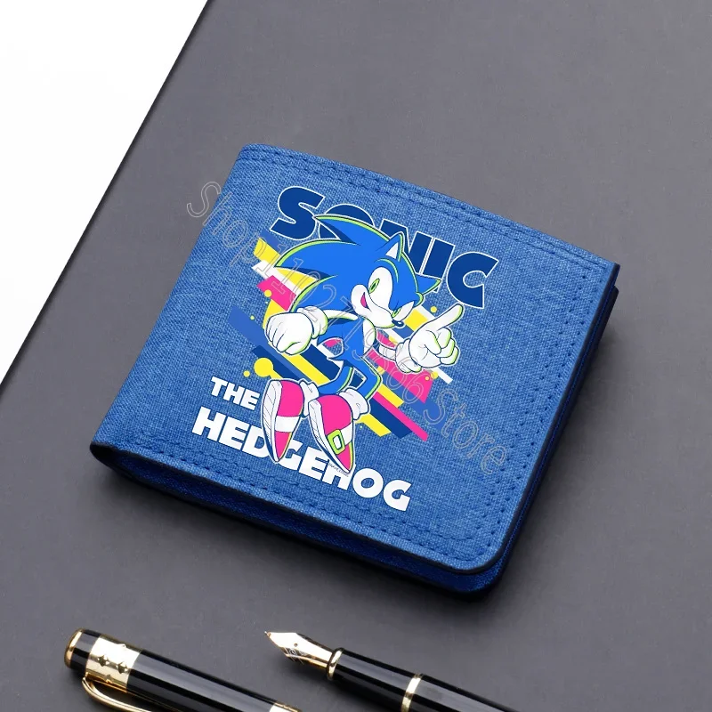 Sonics Portafogli da uomo Portafogli da uomo Cartoon Anime Stampa grafica Borsa carina Porta carte portatili di grande capacità Regali per feste di compleanno