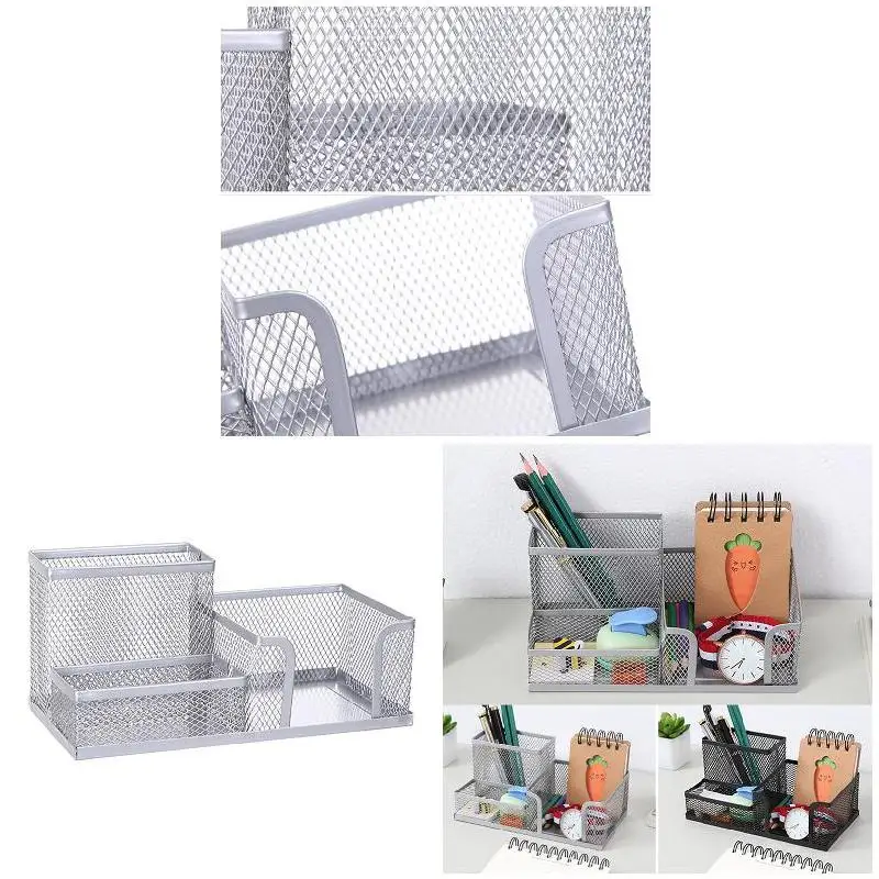 Portapenne da scrivania in metallo Scatola portaoggetti per cancelleria creativa mini supporti Decorazione da tavolo Forniture per ufficio semplici Portapenne per studenti