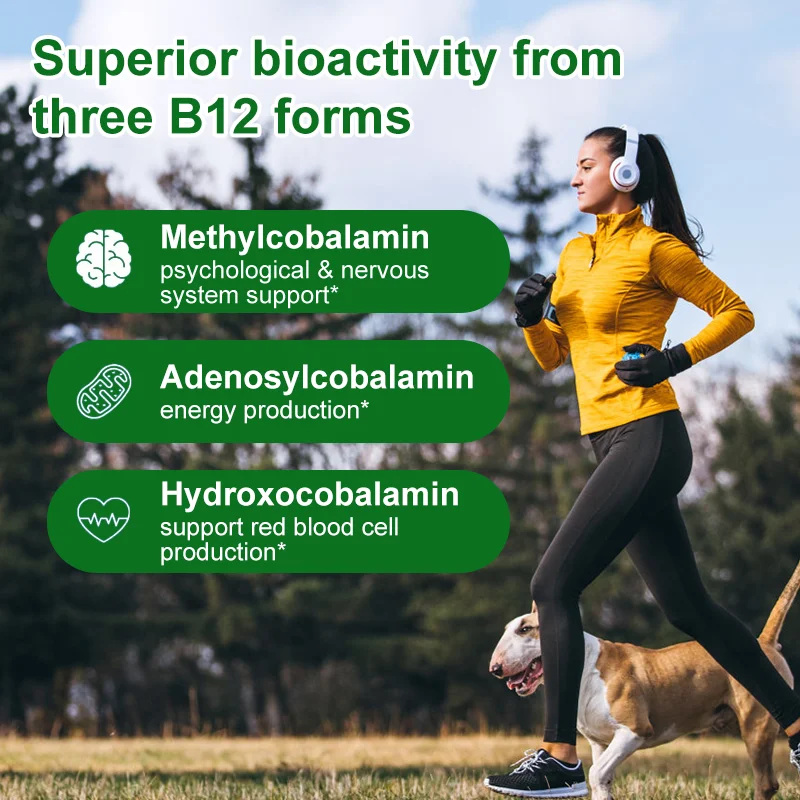 Mulittea Vitamin B12 Complex 1000 mcg/B12 dla metabolizmu energii odpornej Wspomaganie niwelatorów i nastrój Zdrowie Uzupełnienie witaminy b