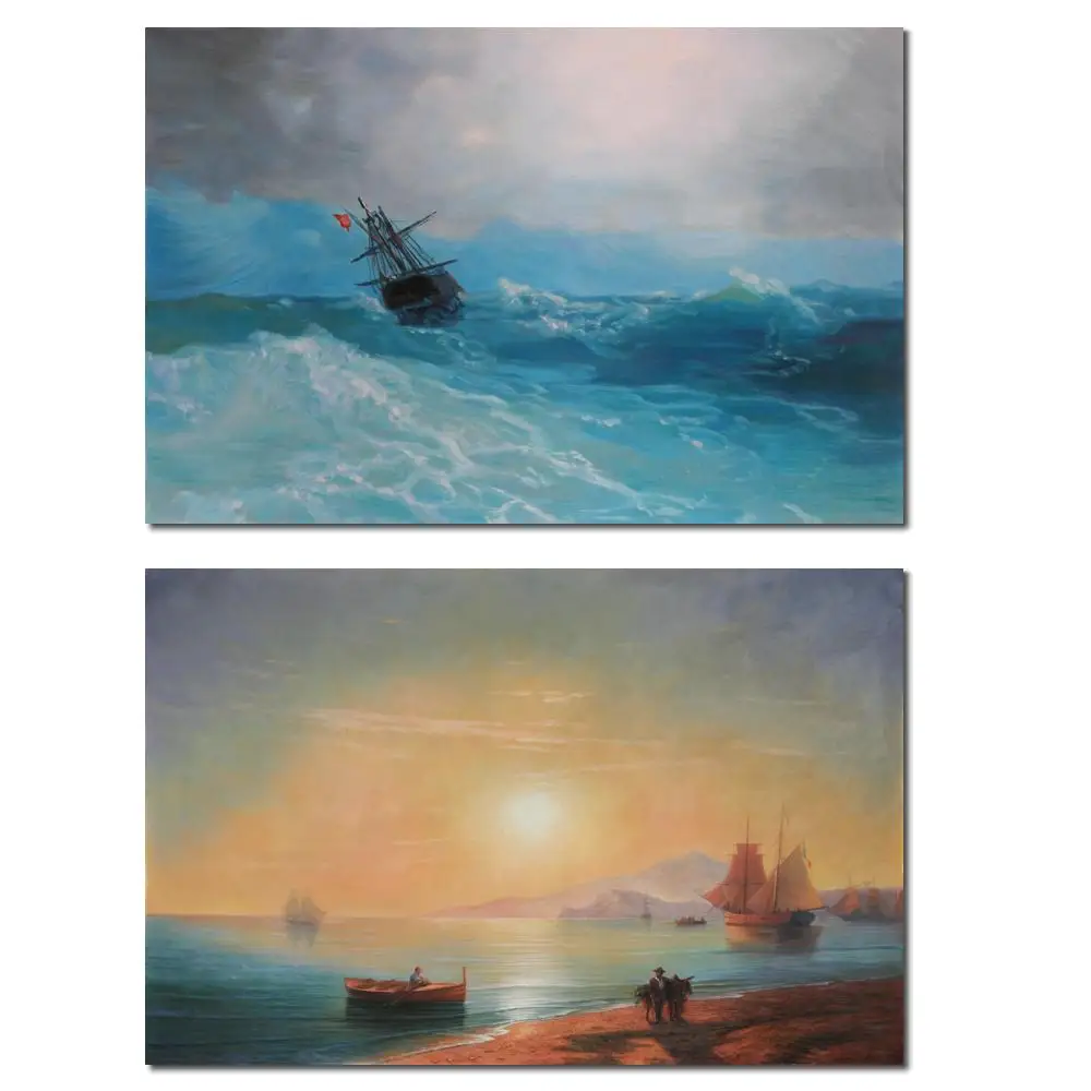 

Очень большой морской пейзаж, залив Неаполь, романтическая картина на масле, холст, Иван Ававазовский, ручная роспись, искусство для кухонного декора