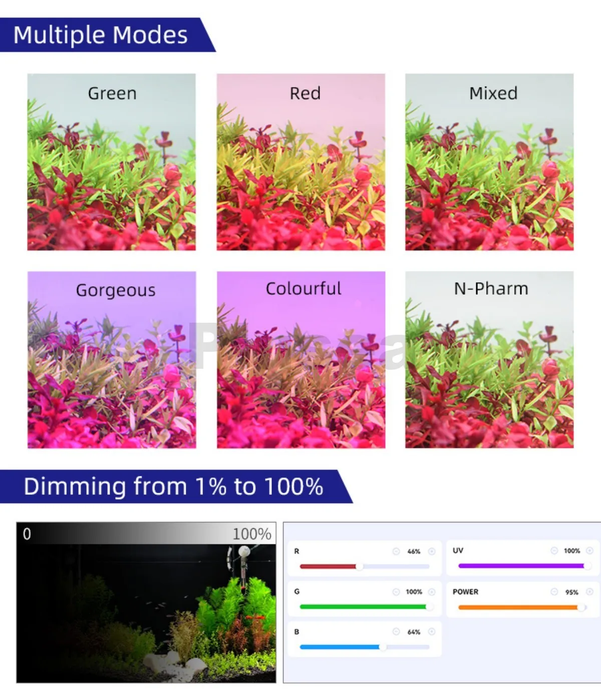 WEEK AQUA Mag-Pro/Max Nano RGB+UV Licht USB Pflanzenwachstumslampe Bluetooth App-Steuerung für Süßwasser-Aquascaping Pflanzen-Aquarium – Detail 7