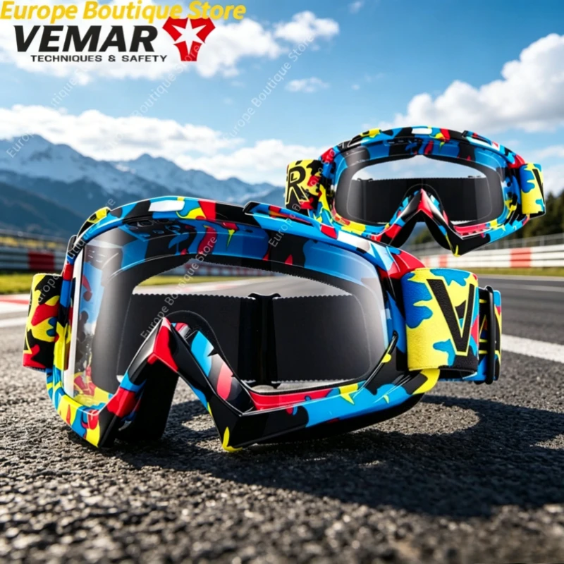 

2026 NEW VEMAR Motorcycle Goggles Anti Fog Motocross Off Road Ski Glasses Riding Eyewear Outdoor Biker Protective Gear