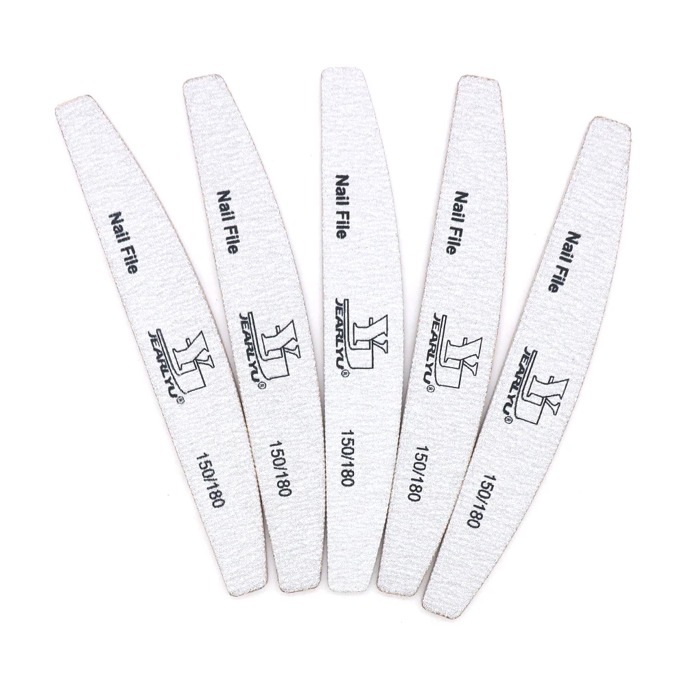 6個入りボート型ネイルファイル、ジェルネイルポリッシュ除去用サンディングファイル、150/180グリット、グレーのサンドペーパーバッファーファイル、マニキュアネイルアクセサリー用