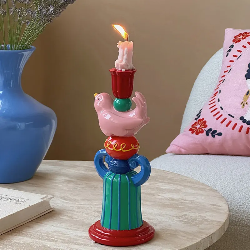 Vintage chic candlestick - perfect for candlelit dinners, colorful mid-century home decor, and creating ambiance onyour tabletop