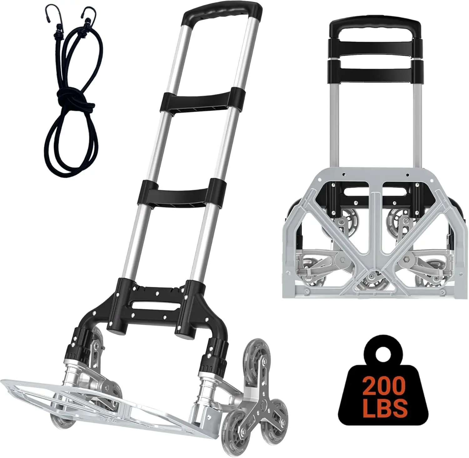 

Складная ручная тележка-платформа на 200 фунтов с веревками для подъема по лестнице, для покупок, переездов, работы на складе