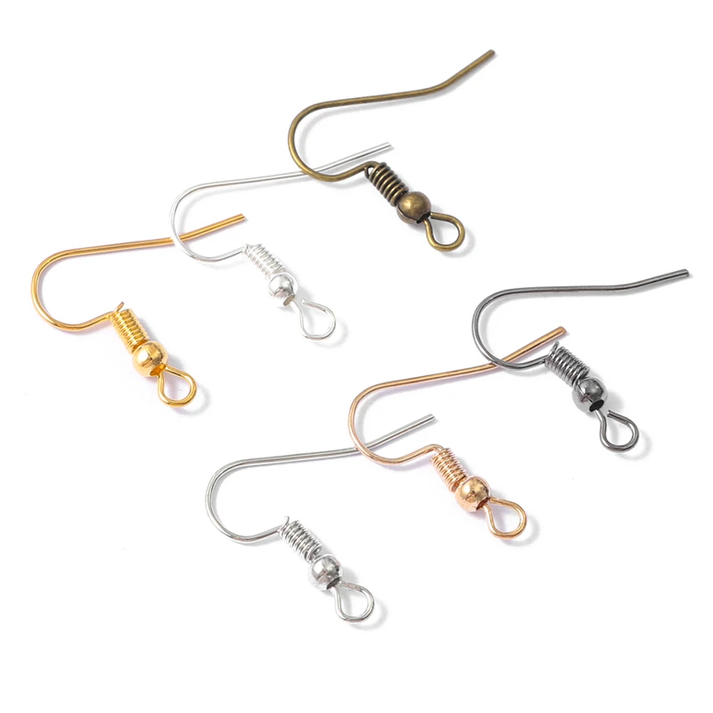 20x22mm Alloy Clasps Iron Fish Ear Hook For DIY Jewelry Making Ear Wires With Bead Hooks Ewelry Finding Accessories 100/200pcs