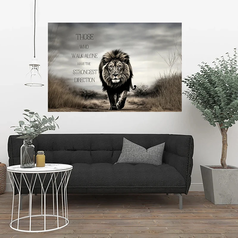 

Motivational Wall Art Canvas Painting Lion Artwork Motivational Posters and Prints Animal Pictures For Room Office Home Decor