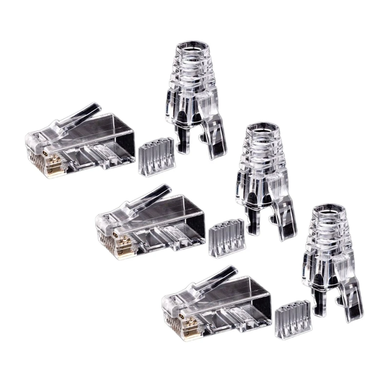 

Hot-150Pcs Cat6 RJ45 соединитель UTP кабеля Ethernet разъем 8P8C сеть CAT 6 Модульные вилки с 6,5 мм RJ45 крышки