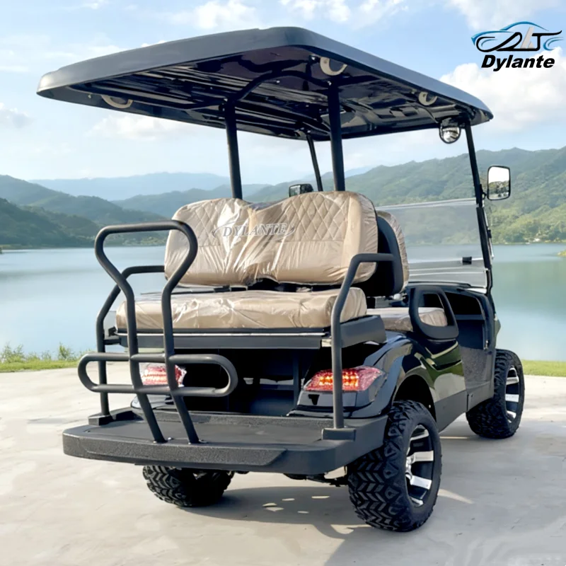 عربة جولف كهربائية ذات تصميم احترافي مخصص بشعار ملون مناسبة للدورة المخصصة مكونة من 4 مقاعد للصيد على الطرق الوعرة #1