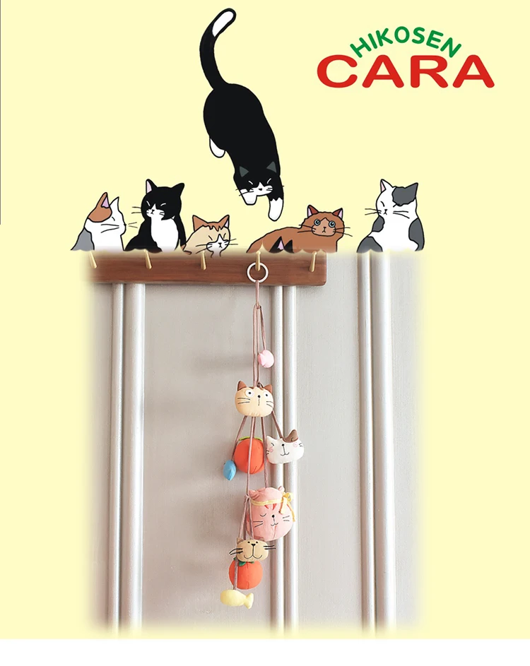 Gorąca sprzedaż 2025 HIKOSEN CARA kot oryginalny design koci worek szczęścia mały wisiorek rybka dekoracja ścienna